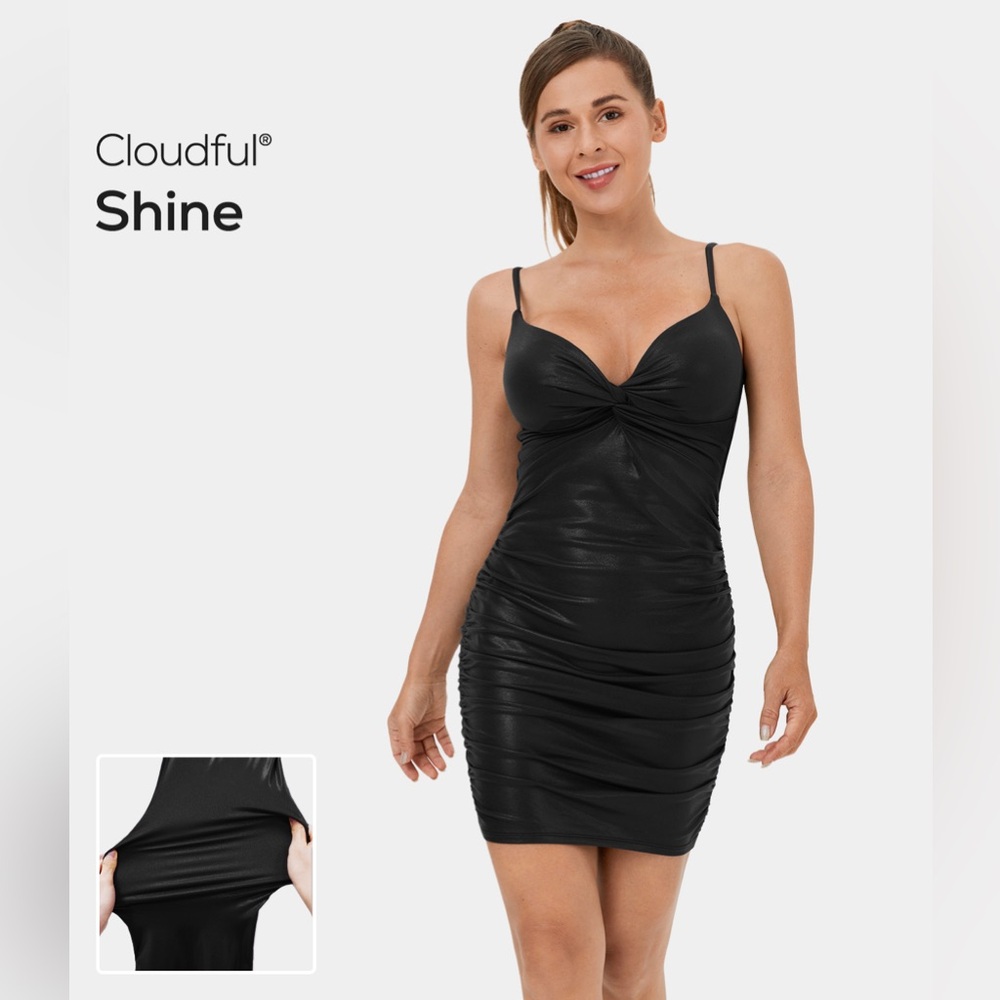 HALARA Cloudful® Shine Twisted Ruched Bodycon Foil Print Stretchy Mini Dress